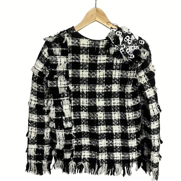 MSGM Milano Embellished Tweed Fringe Top Size 38 (M/L) Rare Runway-Style Boucle - Picture 10 of 15